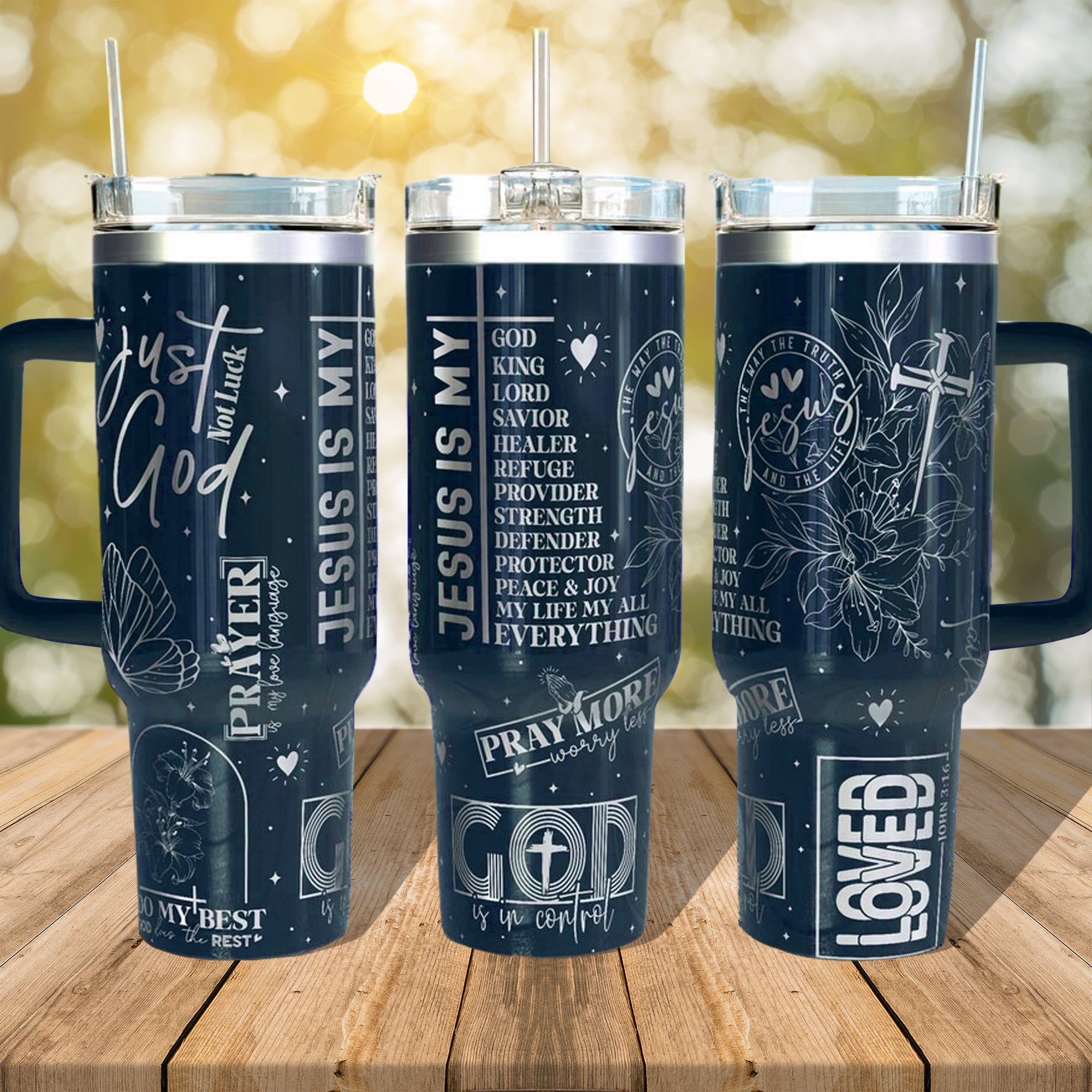 Not Luck Just God Tumbler 30oz/40oz, Jesus love Tumbler, Christian Faith Gift. LAF32